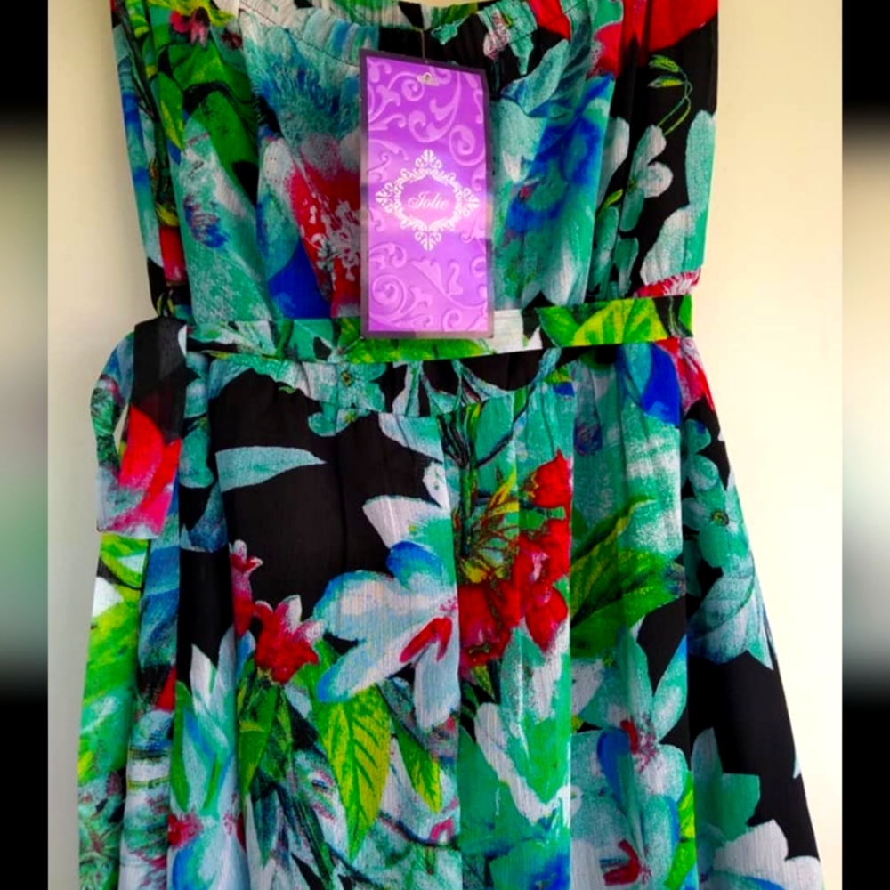 Jolie Floral Maxi Dress - Black, Green, Red, Blue